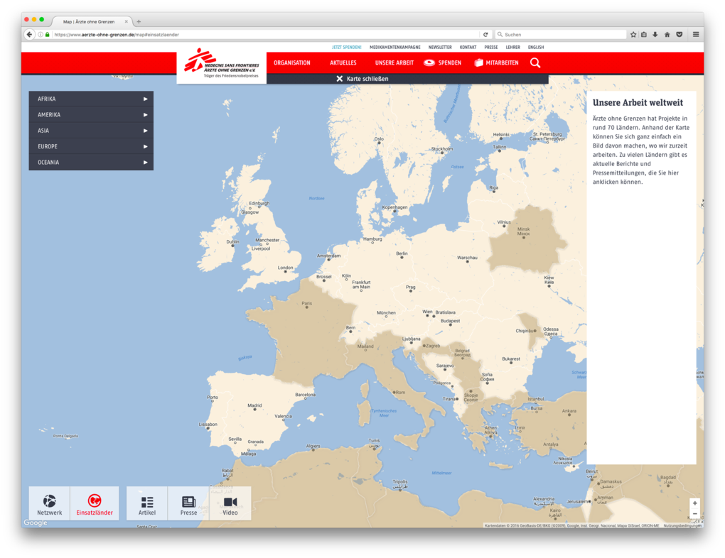 Geovisualisierung – Beispiel Ärzte ohne Grenzen