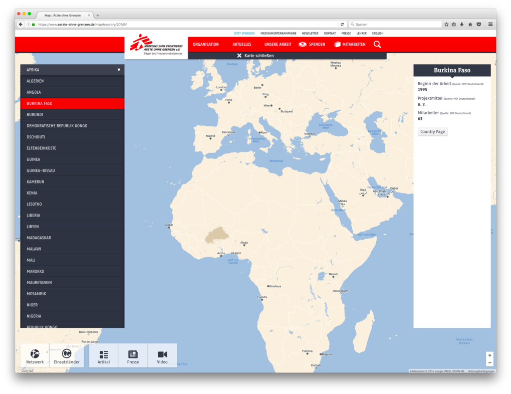 Geovisualisierung – Beispiel Ärzte ohne Grenzen